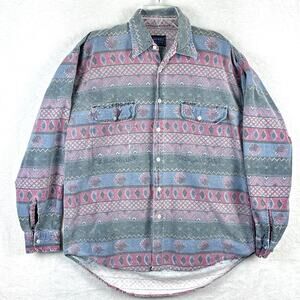 VTG Sierra Pacific Flannel Shirt Mens XL Multicolor Aztec Southwestern Oversized